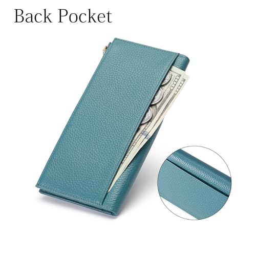 Image of GOIACII Slim Wallets for Women Rfid Blocking Leather Wallet Blue | Credit Card Holder with Zip Pocket, Bifold Wallet,Vegan Leather,Ladies Clutch Purse,Compact Size,Flat Women Wallets