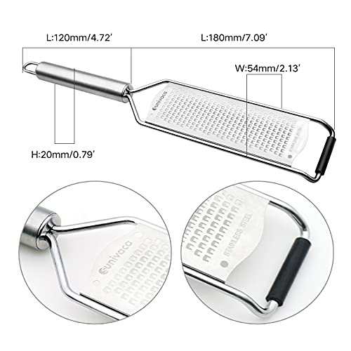 Sunivaca Lemon Zester Tool, Zester Grater, Ginger Garlic Nutmeg Coconut Chocolate Parmesan Cheese Grater With Handle, Sharp Stainless Steel Fine Blade Extra Wide Size, With Hppe Resistant Cut Glove #TOP1