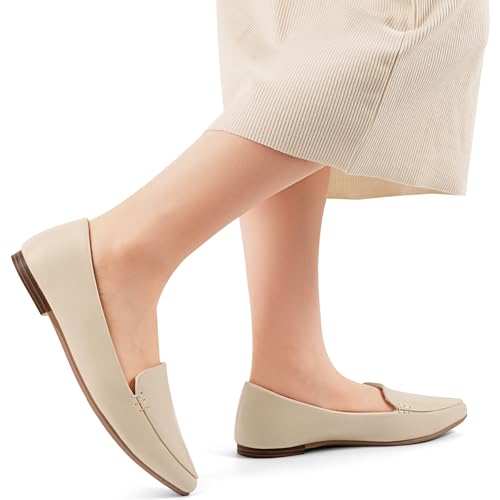 Image of MUSSHOE Pointed Toe Flats for Women, Comfortable Business Casual Work Shoes, Slip On Loafers with Arch Support, Office Walking Flats for All Day Standing