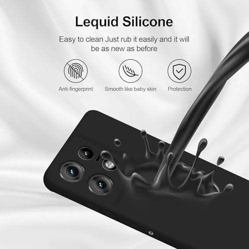 Image of DIZORO Microfiber Candy Case Compatible for Motorola Edge 50 Pro 5g Smooth Touch Cushion Liquid Soft Silicone Gel Rubber Phone Cases Non-Slip Full Body Protective Shockproof Back Cover (Black)