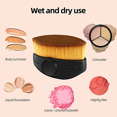 Airwos® Foundation Makeup Brush Dolphin Shape Kabuki Hexagon Face Blush Liquid Powder Foundation Brush For Blending Liquid, Cream Or Flawless Powder Cosmetics With Storage Case #TOP1