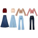 Bencailor 8 Pieces Summer Doll Clothes for 11.8 Inch Doll Accessories Sweaters Denim Pant Regular Outfit Clothing for Gift(Classic Color)