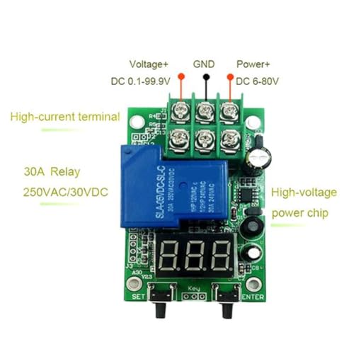 Monitor de voltaje DC 6-80V para solucionar sobrecargas usando interruptor de relé digital 4