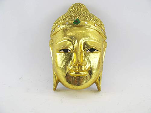 Asiahouse24 L Masque Bouddha – Visage – Bois de teck – Feng Shui – Tableau – Décoration murale – sculptée à la main – Art – Bouddhisme 3