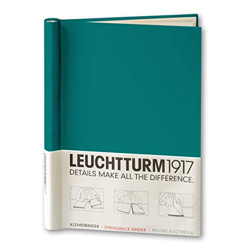 LEUCHTTURM1917 361660 Klemmbinder PEKA A4, für 150 Blatt, mit Notizbucheinband, 220 x 305 x 25 mm - Pacific Green