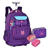 Kit Mochila de Rodinhas e Estojo Box Rebec Bonbon Urban Mix RB Escolar Trabalho Faculdade Roxo