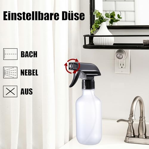 GearTrust Matt Klar 2 Stk Sprühflasche Pflanzen Zerstäuber Sprühflasche Haare Wassersprühflasche 300 ml, Kunststoff Leere Sprühflaschen zum Befüllen mit Verstellbare Sprühkopf für Garten, Haustier