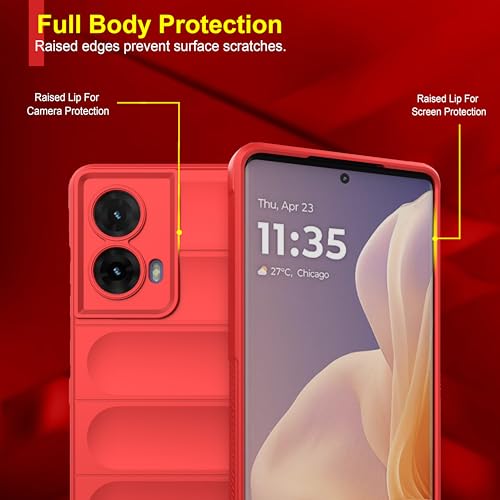 Image of amazon basics Back Case Cover for Motorola Moto G85 5G | Compatible for Motorola Moto G85 5G Back Case Cover | Liquid Silicon Magic with Camera Protection | Red