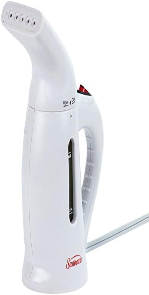 Sunbeam SB51W Garment Steamer Portable Handheld Fabric Steamer, 266 milliliter Water Tank, Fast Heat-up Powerful Travel Garment Clothes Steamer with High Capacity for Home and Travel, Travel Pouch Included