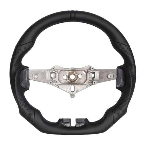 JIANGGAI Full Leather Steering Wheel, D-shaped Perfoated Leather Grip Steering Wheel Fit for Jeep wrangler JK 2011-2017