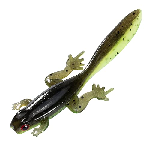 Dr.Fish 6 Pack Soft Plastic Frog Baits, 3.2 Inches Tadpole Swimbaits Frog Lures Bass Crappie Lures Creature Lizard Bait Shad Drop Shot Panfish Bluegill, Watermelon