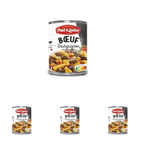 Paul & Louise Boeuf Bourguignon 400g - 100% viande origine France (Lot de 4)