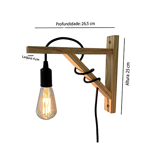 Arandela Mão Francesa Em Madeira Pinus Decorativa