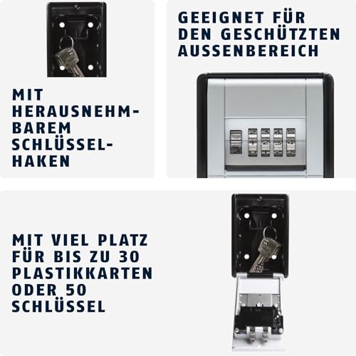 ABUS KeyGarage 787 - Schlüsselbox zur Wandmontage - für Schlüssel oder kleine Wertgegenstände - 46331 - Schwarz-Silber