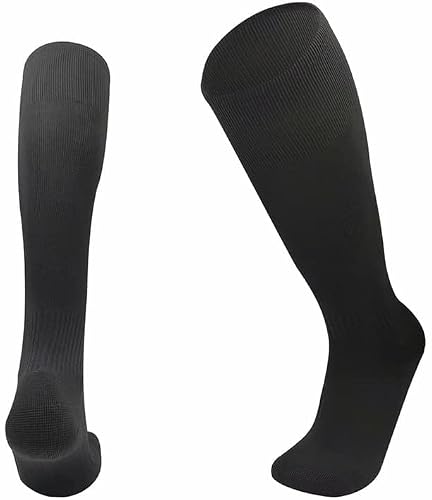 Image of SARIMON Unisex Football Rugby Hockey Sports Knee High Long Socks Kids Adults juniors Knee High Multi sports Socks Outdoor game Soccer Socks (UK, Numeric, 3, 6, Regular, Regular, BLACK)