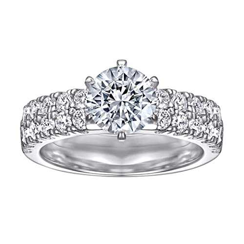 Bague Femme en Argent 925 Epinki le cadeau idéal avec deux rangées de zirconium