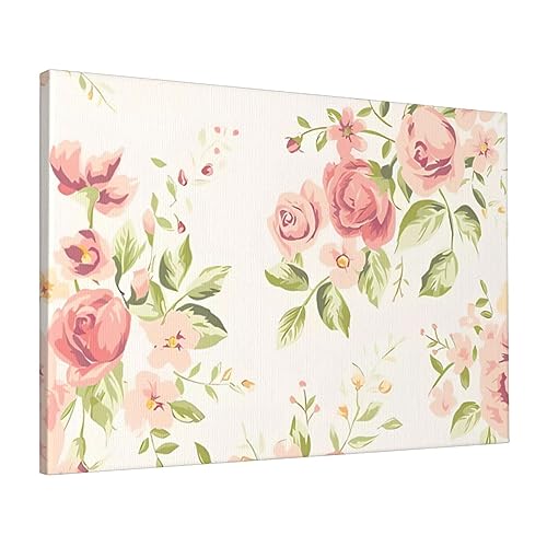 Toile murale moderne pour raviver un mur blanc DEHIWI fleurs roses sans cadre