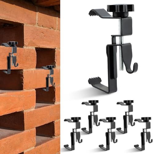 Image of Kakalote 6 Pack Brick Hangers, 1.77-2.95in Adjustable Brick Hanger Clamp No Drilling & Wrench, Heavy Duty Stainless Steel Brick Hooks Brick Clips for Hanging Outdoors Pictures