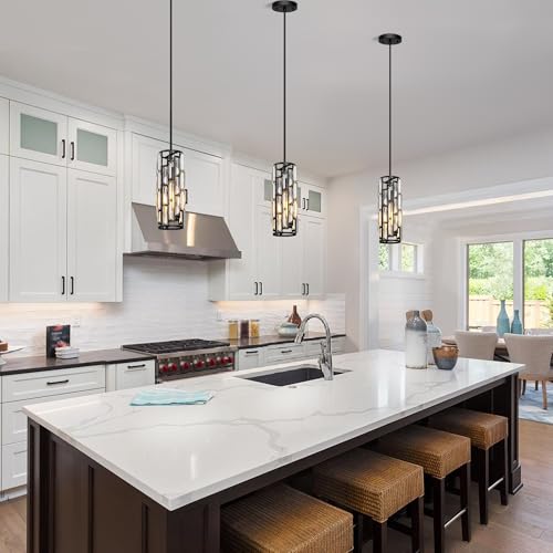Esfos Black Pendant Lights Kitchen Island 1 Pack, Mini Crystal Chandeliers, Modern Pendant Lights Ceiling Lighting Fixtures for Kitchen Island, Dinning Room, Bedroom — view 2