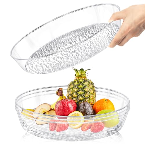 Serving Tray, 4 Pack 12 Inch Clear Plastic Tray for Serving Food, Round Serving Tray Large Tray for Bathroom, Vanity