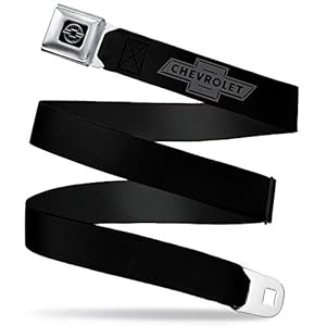 Buckle-Down Seatbelt Belt – Vintage CHEVROLET Bowtie Black/Charcoal (1934 logo) – 1.0″ Wide – 20-36 Inches in Length