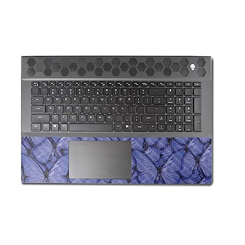 Image of MightySkins Carbon Fiber Skin Compatible with Alienware M18 R1 (2023) Full Wrap Kit - Blue Butterflies | Protective, Durable Textured Carbon Fiber Finish | Easy to Apply | Made in The USA