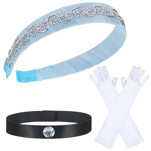 GHGMAO Women Costume Headband Choker & Gloves Set Princess Up Accessories for Halloween Cosplay Party