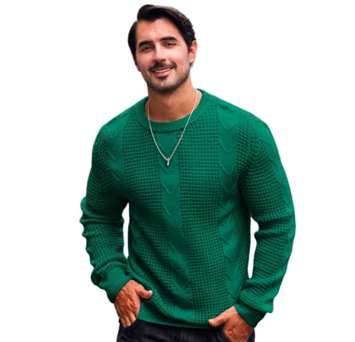 Blusa Suéter Em Tricot Detalhado Masculino. MP4001 (BR, Alfa, M, Regular, Regular, Verde)