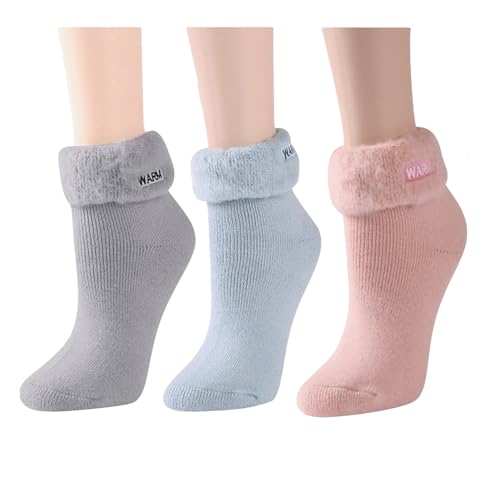 Image of DYMIAG 3 Pairs Women's Warm Winter Thermal Thick Socks - Crew Length Boot Super Soft Socks Gifts for Women, Mom