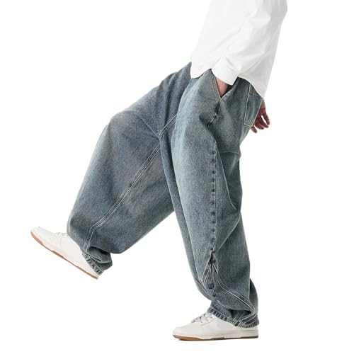 Jean large homme coupe ample GURUNVANI pantalon hip-hop streetwear coton