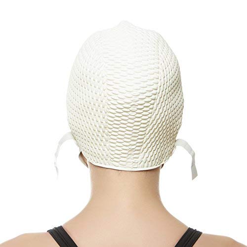 Beemo Swim Cap Women Chin Strap Swimming Caps- White #TOP2