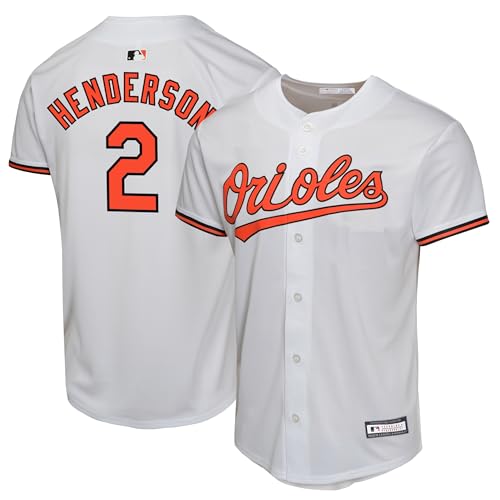 Baltimore Orioles Henderson Youth Baseball Jersey MLB Home White Size 8-20 (US Numeric 8 Regular Gunnar Henderson Baltimore Orioles White)