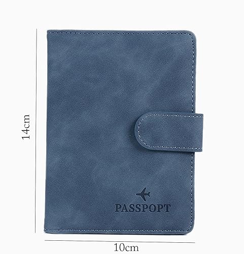 Image of House of Quirk Passport Holder Cover, PU Leather Passport Cover Case Organiser with Wallet for Credit Card, Money, Business Cards, Passport for Women Men (Blue)