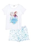 Sun City Frozen - Die Eiskönigin Anna und ELSA Kinder Sommer Schlafanzug Mädchen Pyjama-Set Kurz (128, Weiß)