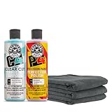 Chemical Guys C4 & P4 Correction Compound and Paint Polish Combo Pack (2-16 fl oz Paint Correction Bottles) + MIC35303 Workhorse Professional Grade Microfiber Towel, Black (3 Pack)