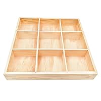 Anktily Quadratische Aufbewahrungsbox aus unbehandeltem Holz, 9 Fächer, Präsentationsbox für Socken, Unterwäsche, Schmuck und Sammlerstücke – Ansicht 6