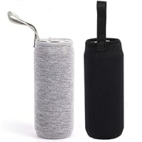 Nuluxi Wasserflasche Neopren Beutel Flaschen Thermo-Hülle Taschen Isolierte Neopren Flaschenhülle Passend für Teeflaschen Teebereiter Glas Wasser-Flasche und Teegläser (1 Stück Schwarz +1 Stück Grau)