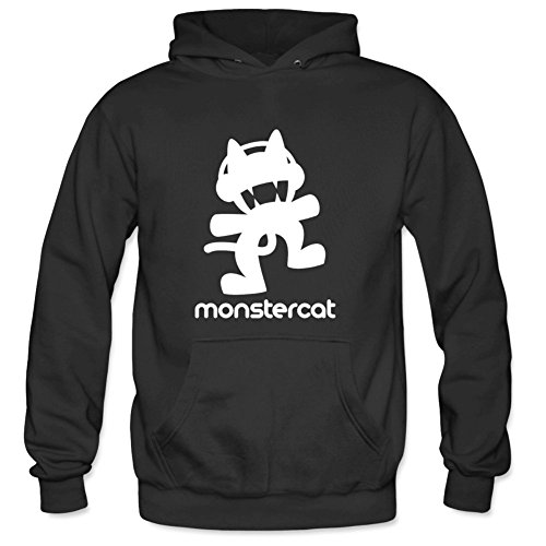 Julongcul Men's Cool Music Cat Monster 2 Pullover Hooded Sweatshirt XL Black