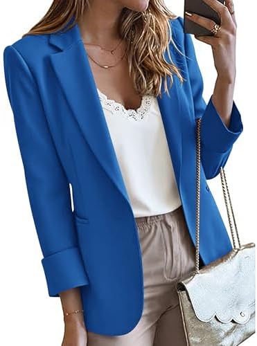 KIRUNDO Blazers for Women Business Casual Long Sleeve Open Front Lapel Suit Jackets Office Work Blazer Pockets Fall Clothes