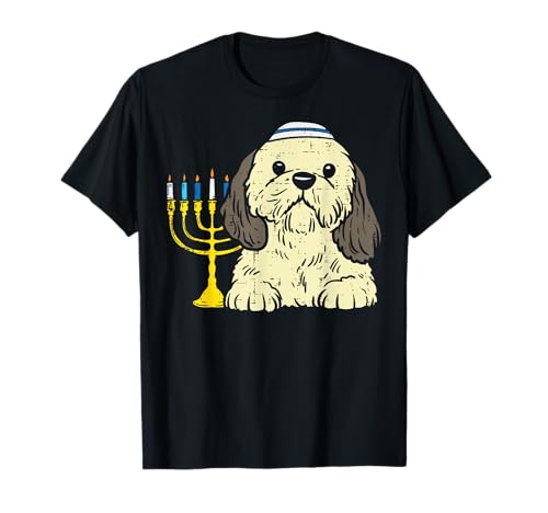 Pigiama Ebraico Shih Tzu Cane Menorah Hanukkah Chanukah PJs Maglietta