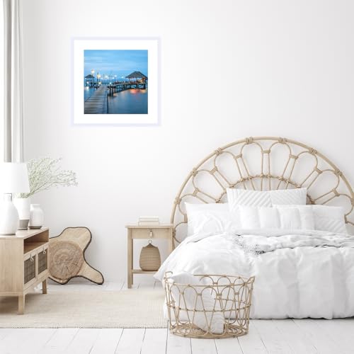 Image of JCJMY 22x22 Picture Frame White with 18x18 Mat, Display Photo 18x18 with Mat or 22 x 22 Without Mat, Wall Hanging Large 22x22 Poster Frame with Shatter Resistant Plexiglass, White
