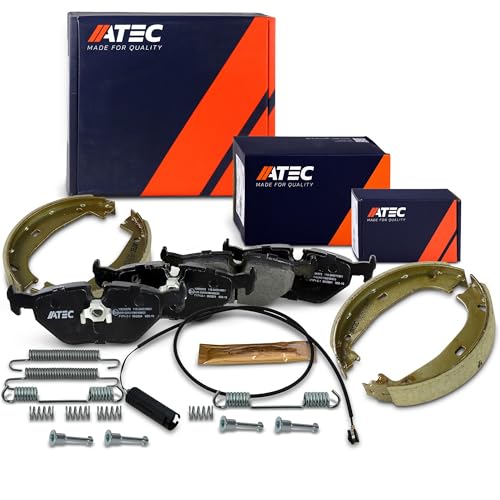 ATEC GERMANY Juego de zapatas de freno traseras + pastillas de freno traseras Compatible con BMW Serie 3 (E36), Serie 3 Convertible (E36), Serie 3 Coupé (E36), Serie 3 Touring (E36)