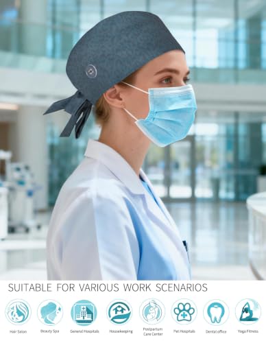 Image of Kousenpu Scrub Caps for Men, Adjustable Surgical Cap, Breathable Medical Hat for Doctors, Nurses & Healthcare Professionals