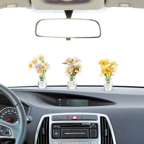 Jarrones flores artificiales para decorar el salpicadero de coche estético 7