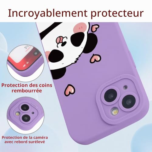 ILING Liquide Silicone Coque pour Honor X5C Plus, Très Mince Élégante Fleurs et Animés Mignons Design Étui, Mat Doux TPU Bumper Antichoc Femme Housse (Mauve Q13) – vue 3