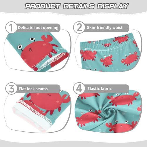 Red Crab Cartoon Girls Leggings Ultra Soft Compression Yoga Gym Pants for Kids 4-10T3