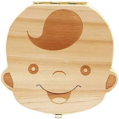 Baby Teeth Save Box, Teeth Box Save Organizer for Baby Kids, Wooden Tooth Box Children in Souvenir Wood Gift (Boy)