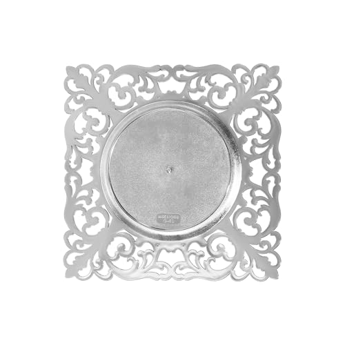 Platos cargadores cuadrados de 12 in plateados set x6 miniatura 5