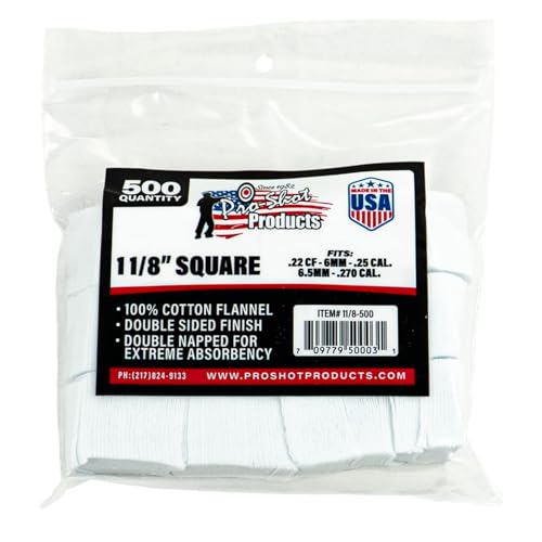 Gun Cleaning Patches - 500 Count - 1 1/8 Inch - Square