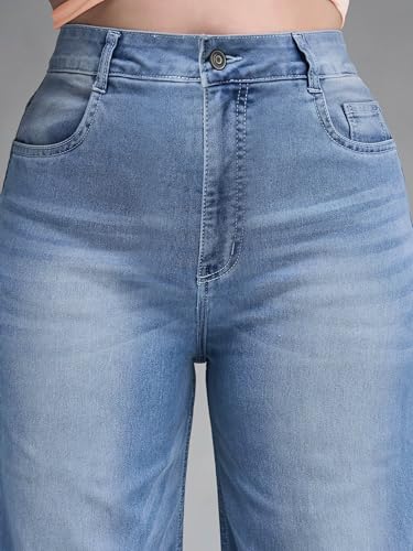 Image of Miss Chase A+ Women's Wide-Leg High Rise Regular-Length Stretchable Denim Jeans